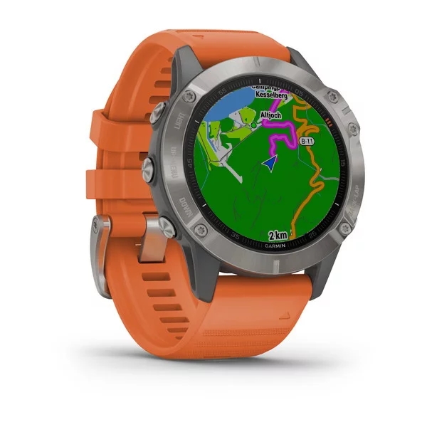 Garmin Fenix 6 Pro Und Sapphire Titan Mit Orangem Silikonarmband PDA Max