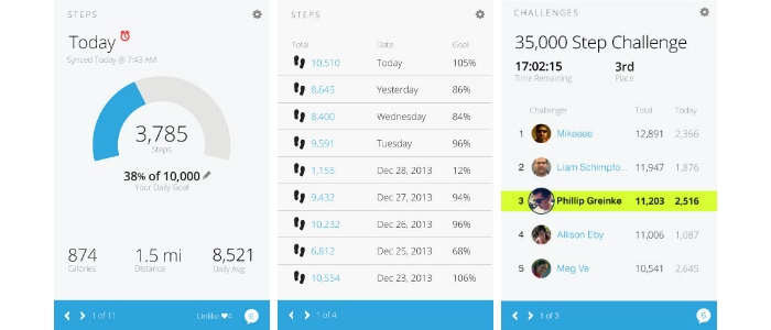 Garmin vivofit Fitnessband Auswertungsbildschirm die Auswertung der Daten Ihres Garmin vivofit Fitnessband
