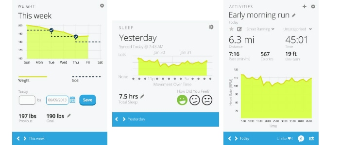 Garmin vivofit Connect Mobile App Darstellung der Daten des Garmin vivofit Fitnessarmbandes auf einem Smartphone mit der Garmin Connect Mobile App