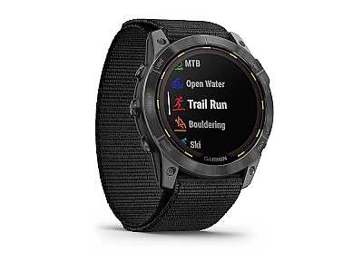 Garmin Enduro 2 (010-02754-01), Ultra Performance Multsport Smartwatch Titan DLC mit schwarzem UltraFit Nylon Armband