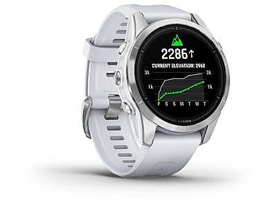 Garmin epix Pro 42mm (010-02802-01), Multisport Smartwatch weiss/silber mit weissem QuickFit 20 Silikon Armband