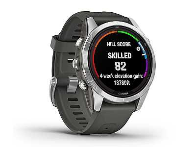 Garmin fenix 7S Pro Solar 42mm (010-02776-01), Multisport Smartwatch graphit/silber mit graphitfarbenem QuickFit 20 Silikon Armband