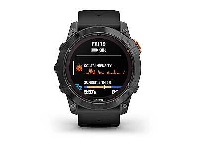 Garmin fenix 7X Pro Solar 51mm (010-02778-01), Multisport Smartwatch schwarz/schiefergrau mit schwarzem QuickFit 26 Silikon Armband