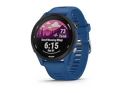 Garmin Forerunner 255 (010-02641-11), Fitness Smartwatch mit Schnellwechsel 22 Silikon Armband blau/schwarz