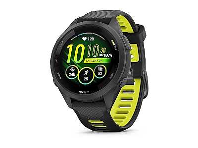 Garmin Forerunner 265S (010-02810-13), Fitness Smartwatch mit Schnellwechsel 18 Silikon Armband schwarz/gelb