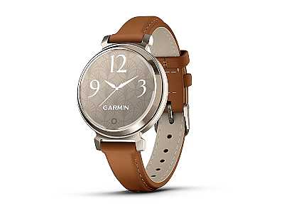 Garmin Lily 2 Classic (010-02839-02), Fitness Smartwatch mit Leder Armband, hellbraun