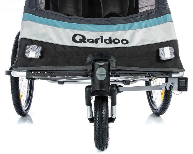 Qeridoo Sportrex2 2017 mit Feststellbremse Max mit Jogger-Funktion - | und Kinderfahrradanhänger anthrazit Federung, Buggyrad PDA