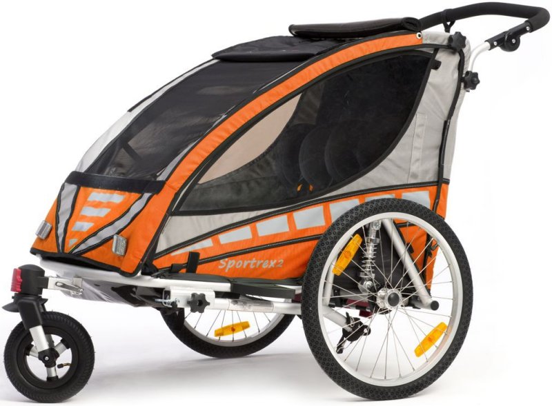 Qeridoo Sportrex2 2016 orange - Max mit Kinderfahrradanhänger mit Federung, PDA Buggyrad Feststellbremse Jogger-Funktion | und
